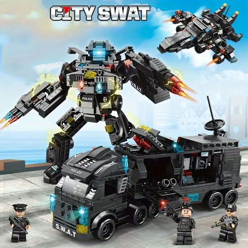 Building Block Toy Puzzle City Police Car Model for Boys