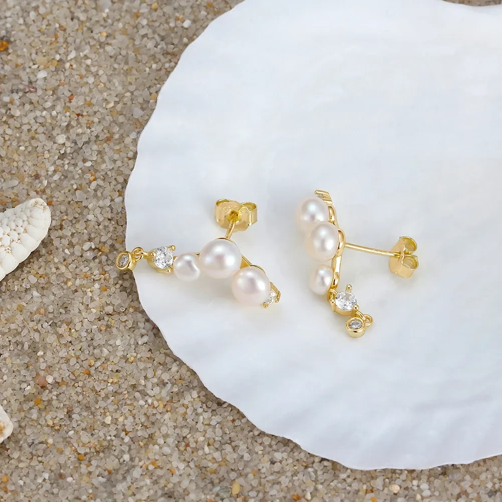 Sterling Silver Natural Freshwater Pearl Earrings