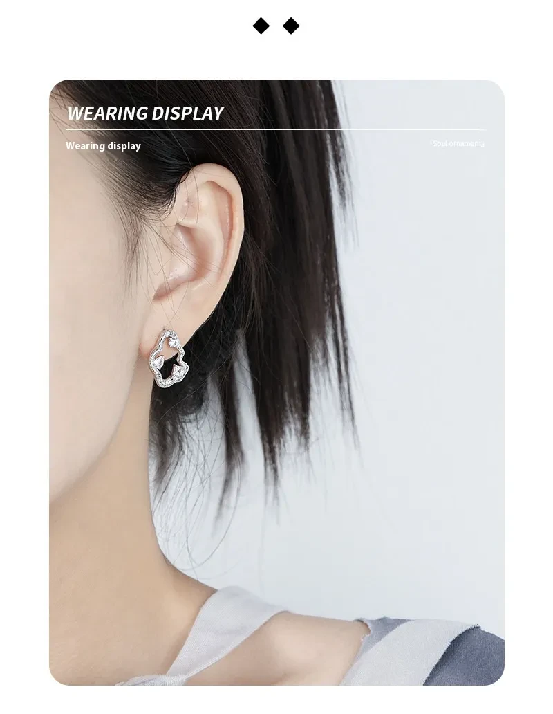 High-grade Temperament Irregular Hollow-out Diamond Stud Earrings For Women