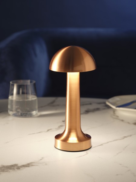 Ambience Thea Cordless LED Table Lamp Brushed Copper - Tablekraft