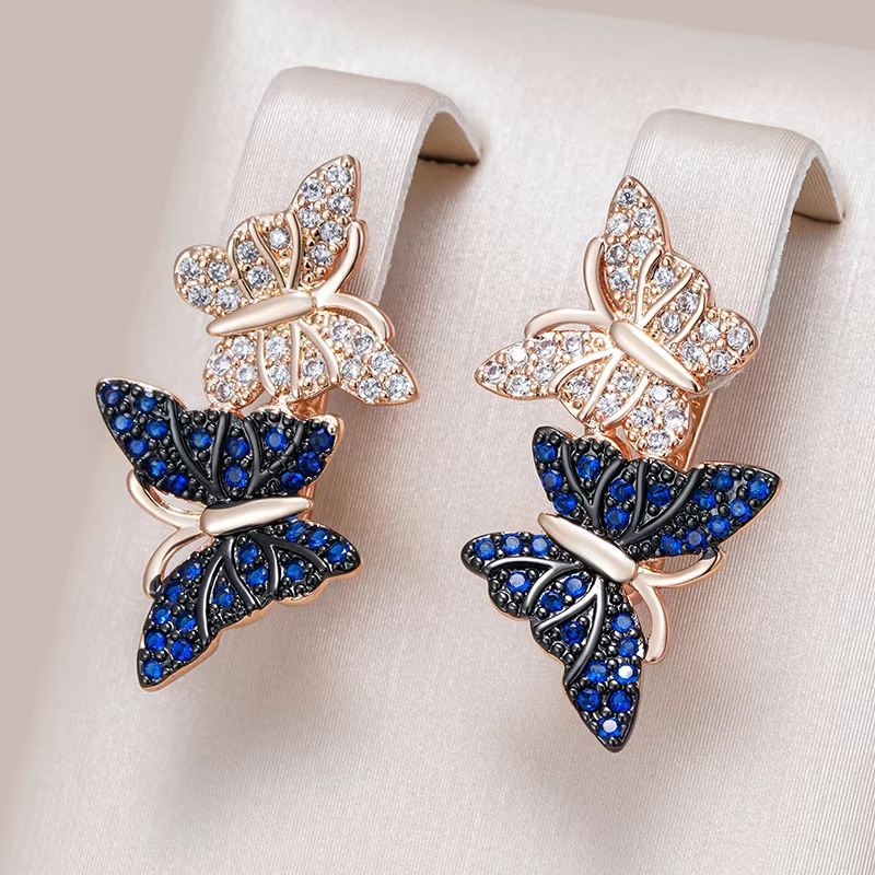 Butterfly Shadow Into Two Shiny Women's Earrings Classic All-match