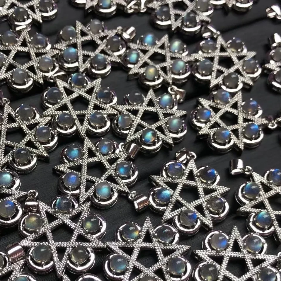 Labradorite Pentagram Pendant Labradorite Moonstone Inlay