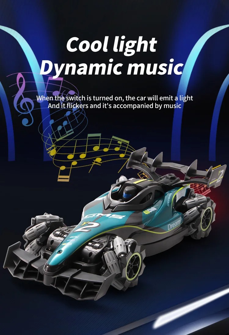 F1 RC Car Gift for Children Remote Control Drift Car with Gesture Control, Spray Stunt Features,