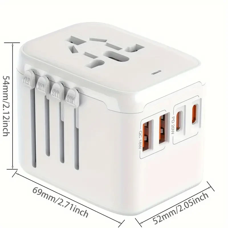 Universal International Power Travel Plug Adapter, 5 In 1