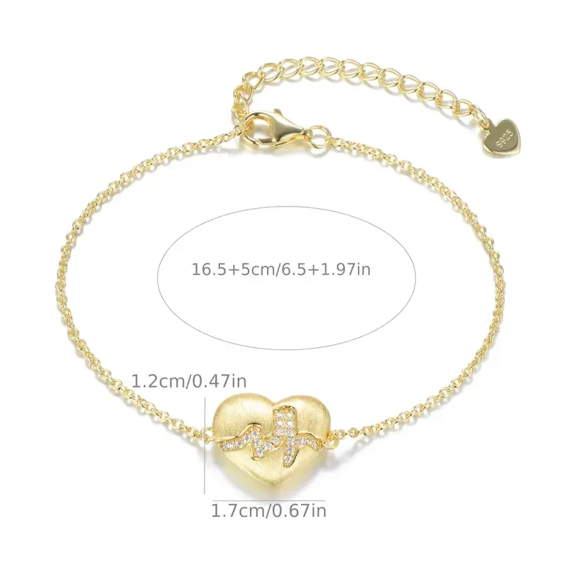 LOVANS 925 Sterling Silver Heart Charm Bracelet