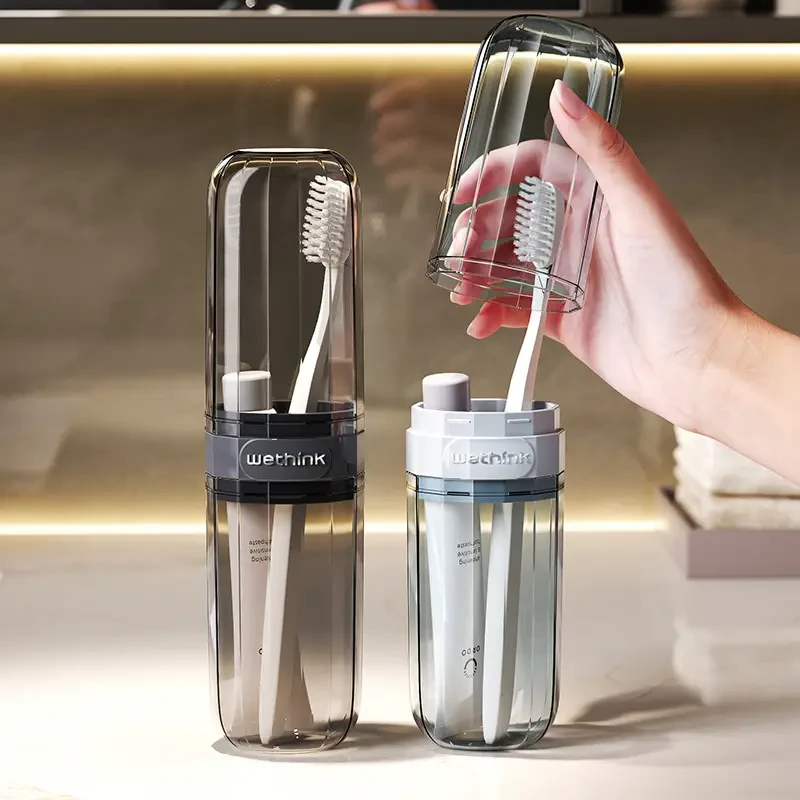 Portable Toothbrush Set with Mouthwash Cup & Storage Box