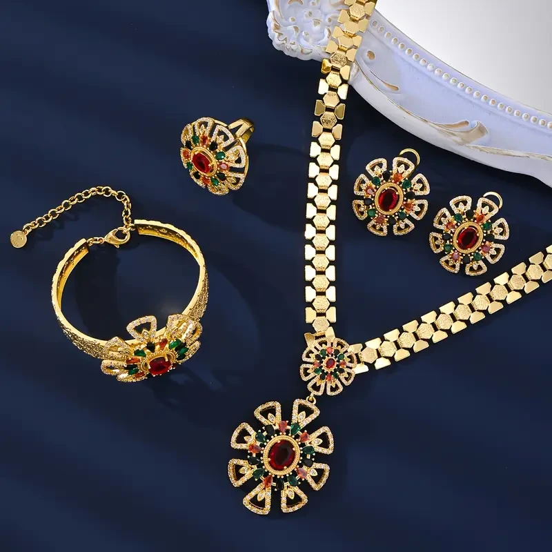 Elegant 4pcs Jewelry Set with Cubic Zirconia