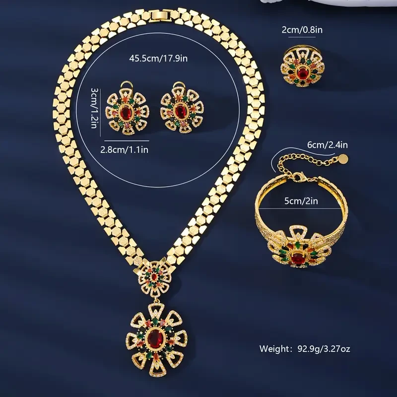 Elegant 4pcs Jewelry Set with Cubic Zirconia