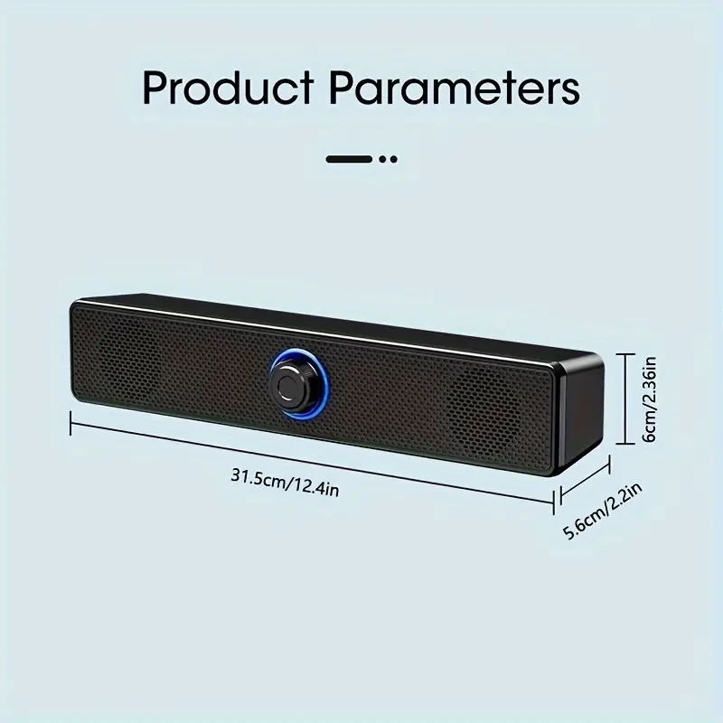 SENBOWE USB Powered Compact 12.4" Stereo Desk Speaker
