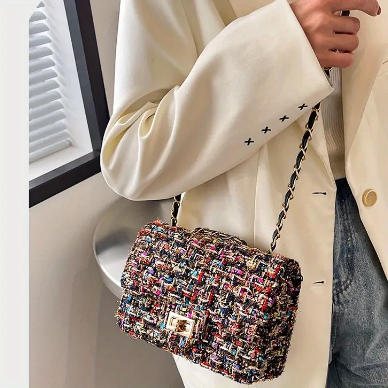 Luxury Tweed Crossbody Bag