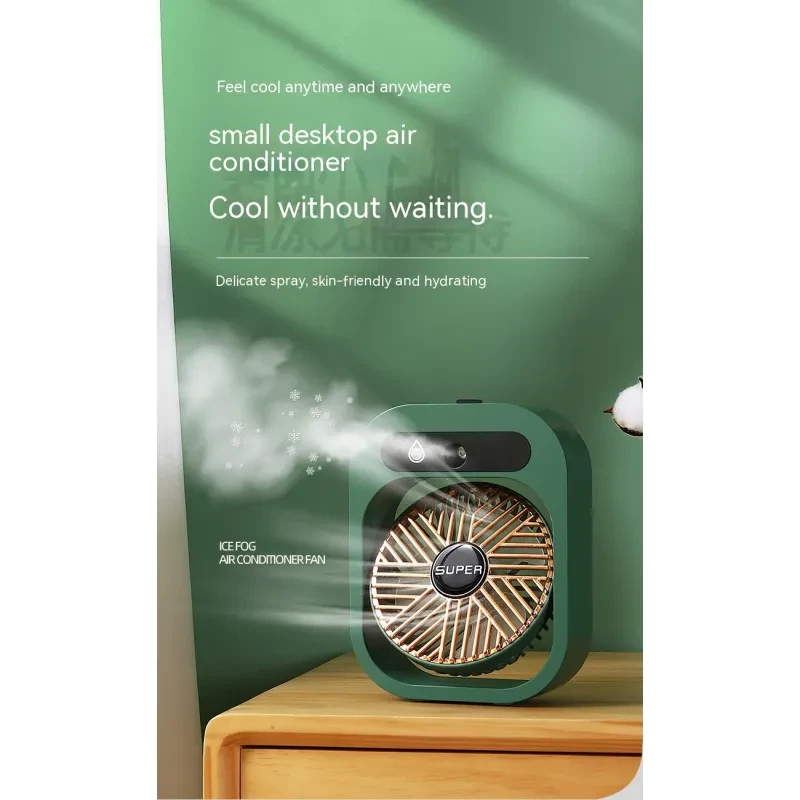 Air Conditioning Fan Desk Misting Fan Air Cooler Cooling USB Rechargeable Humidifier Portable Spray Fan With 3 Wind Speeds