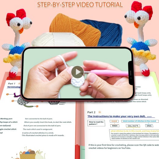 Kawaii Big-eyed Gurgy Chicken Doll Crochet Woven Material Kit