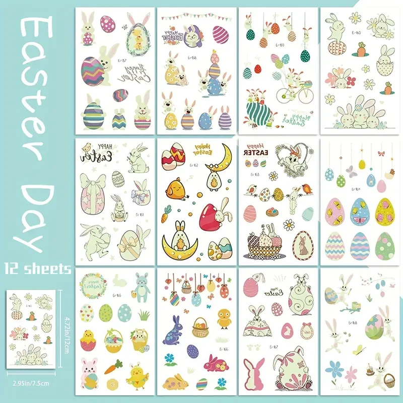 Sheets Glow-in-the-Dark Easter Temporary Tattoo Stickers
