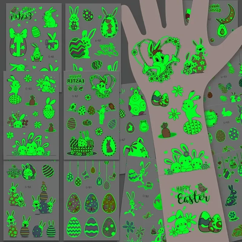 Sheets Glow-in-the-Dark Easter Temporary Tattoo Stickers