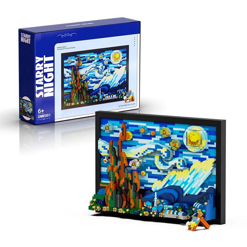 1731PCS Starry Night Building Blocks Assembly Toy, Art Drawing Blocks