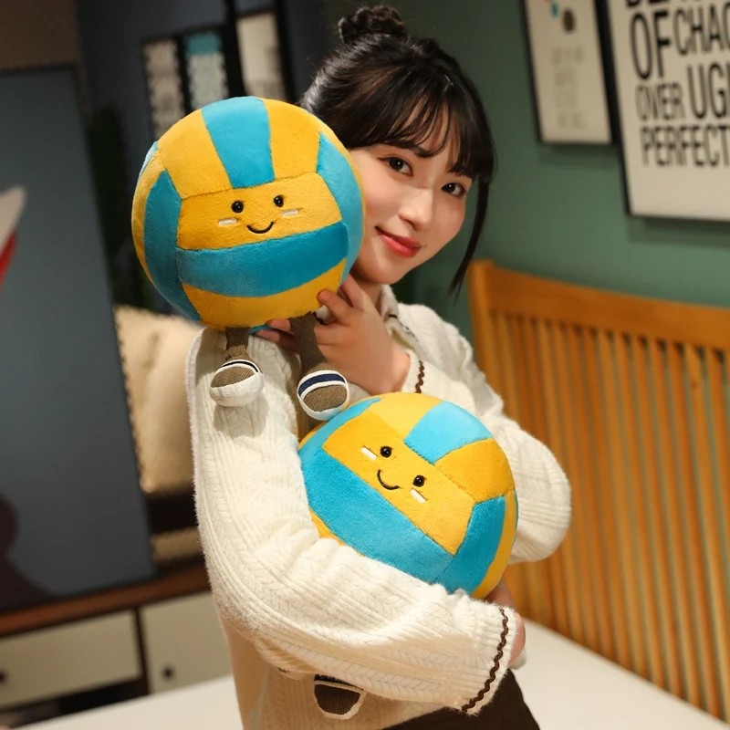 26cm Soft Sports Volleyball Plush Doll With Feet  Kawaii Decorative Gift Toy