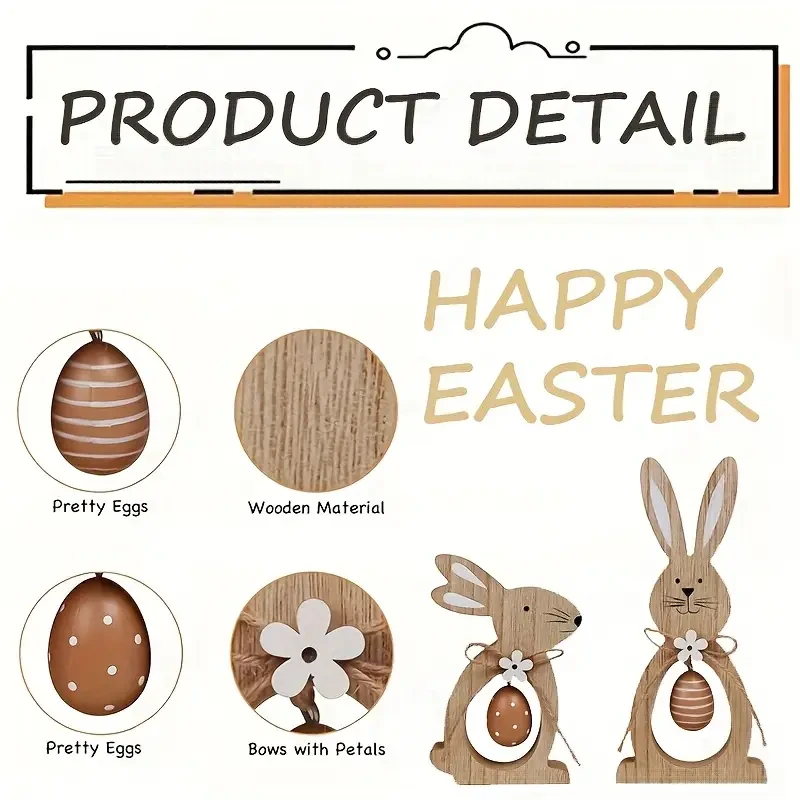 wooden bunny, egg, and flower-themed party centerpiece