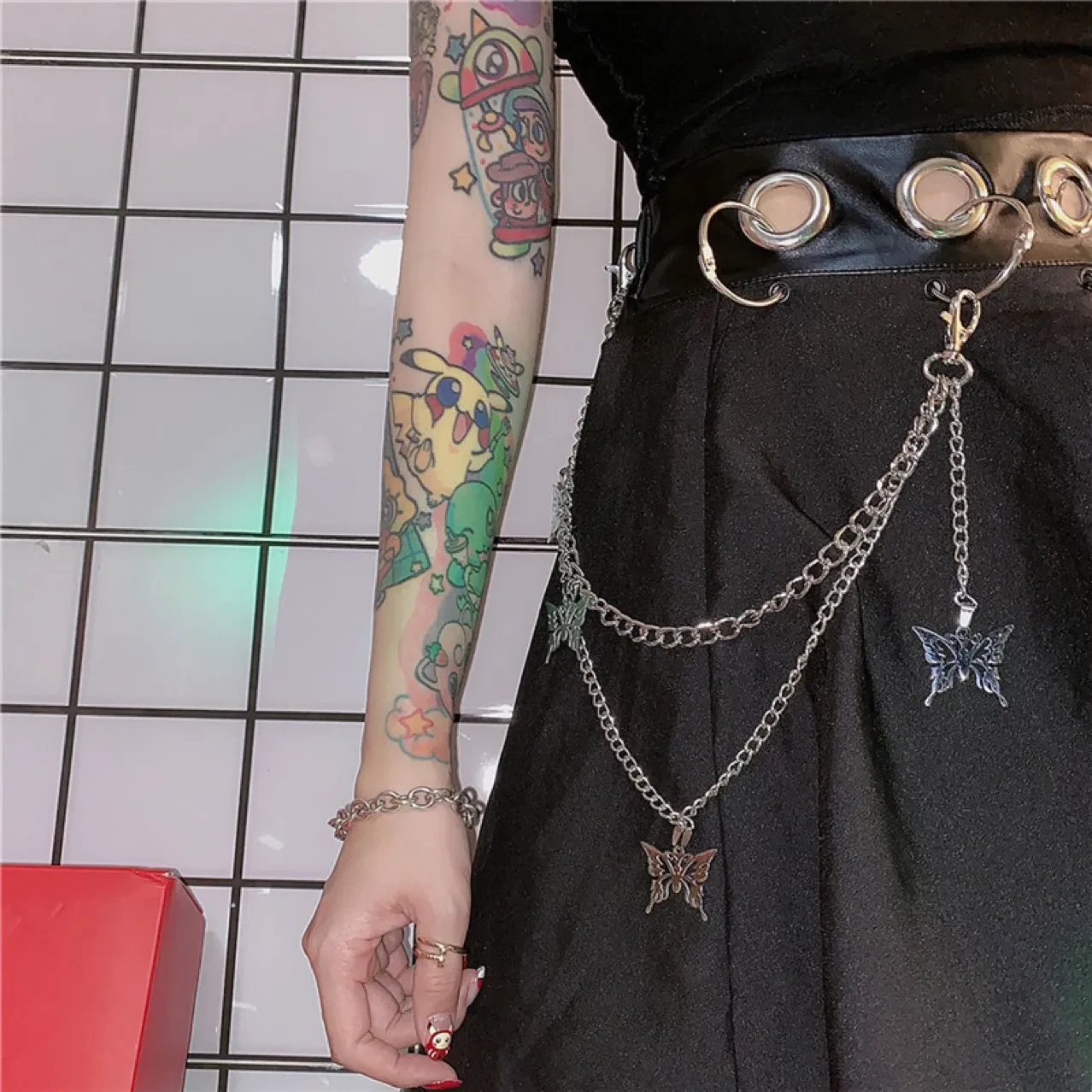 Lightning Butterfly Double Pants Chain Pendant