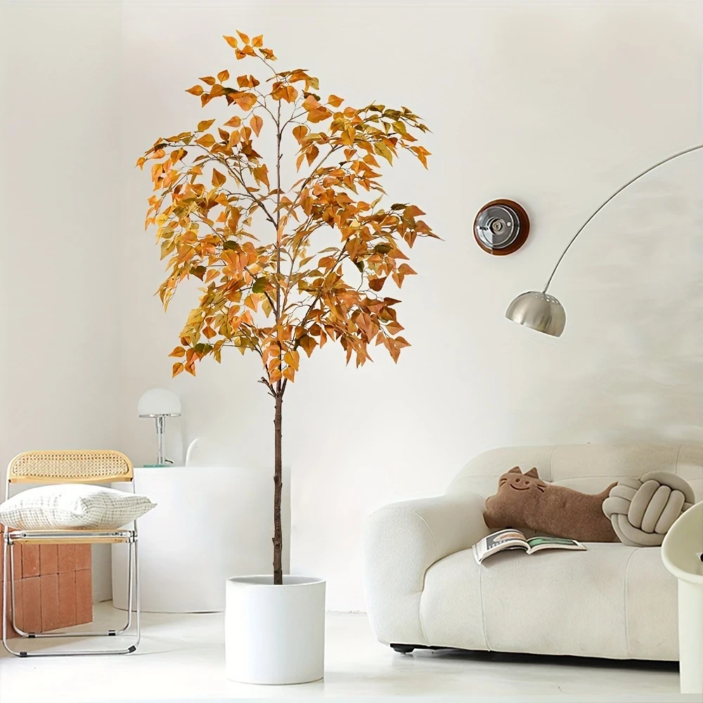 Lifelike Large Artificial Autumn Birch Tree - Freestanding Faux Plant for Home Decor, Indoor/Outdoor Use, No Maintenance Required - Perfect for Christmas, Halloween, Easter, Thanksgiving