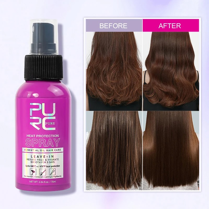 PURC Argan Oil Heat Protection Spray Smoothing Treatment to Prevent Frizz and Dryness