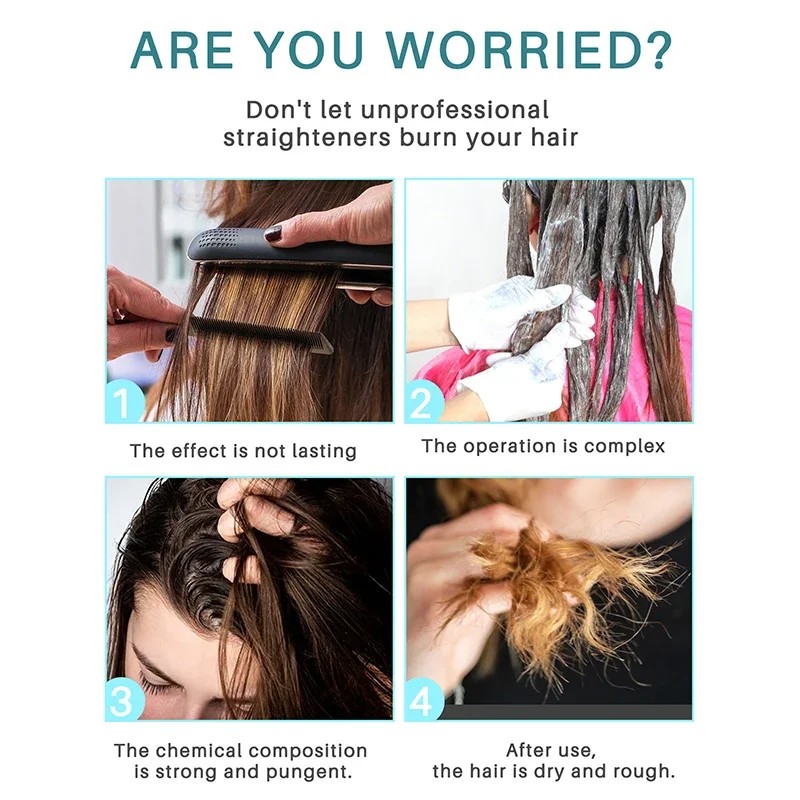 Keratin Hair Straightening Cream Professional Smoothing Treatment for Permanent Hair Straightening
