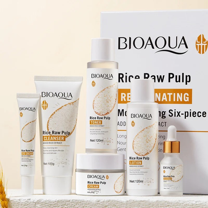 BIOAOUA Original Milk Series Six-Piece Face Care Set Hydrating Cleanser, Toner, Serum