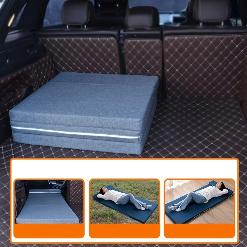 Portable Car Folding Mattress Four-Fold Mattress for Travel, Camping, RV Use, and Outdoor Activities, Ultra-Thick Space-Saving Design