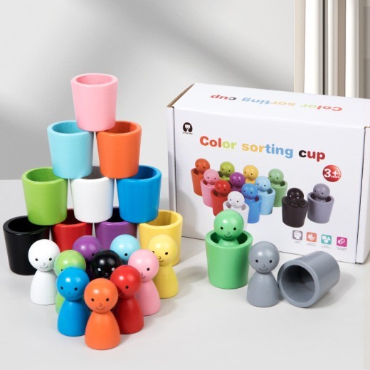 Children's Montessori Color Villain Classification Cup Jenga Educational Toys