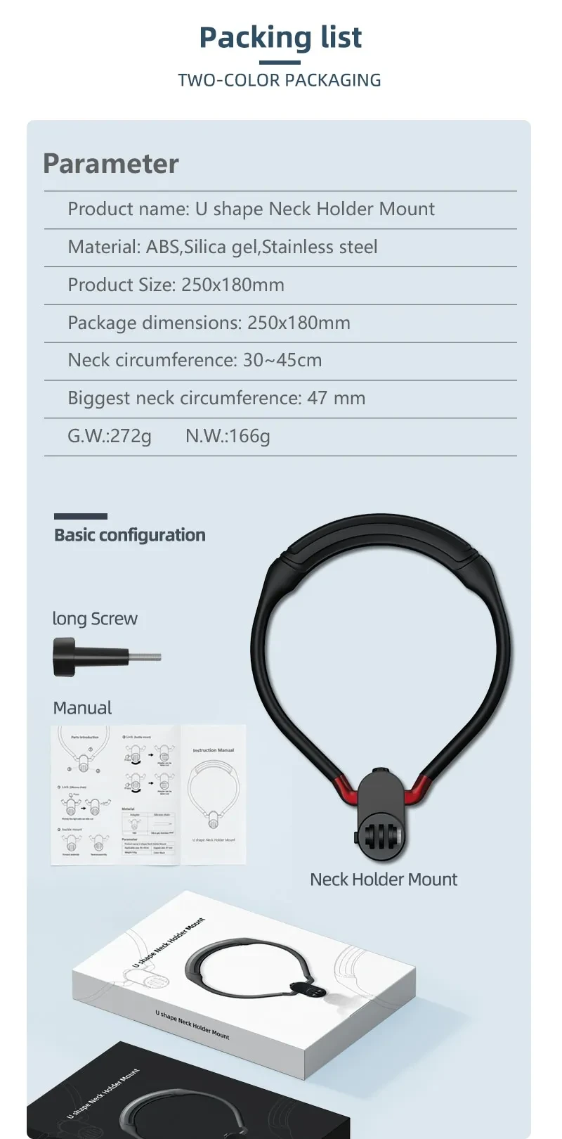 Sports camera neck bracket