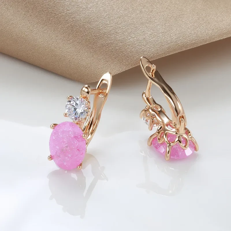 Rose Gold Ear Ring Zircon Sweet Peach
