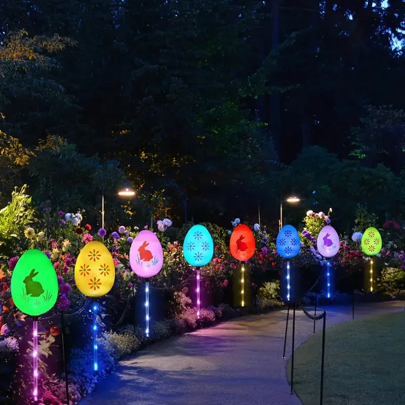 set of solar egg walkway lights for outdoor Easter decoration