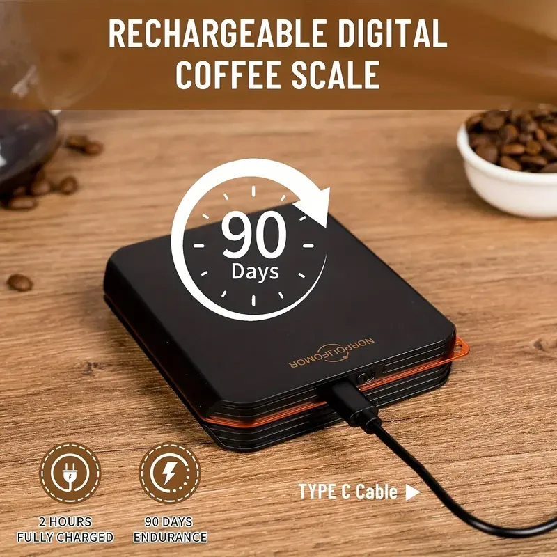 USB Rechargeable Coffee Scale with Timer