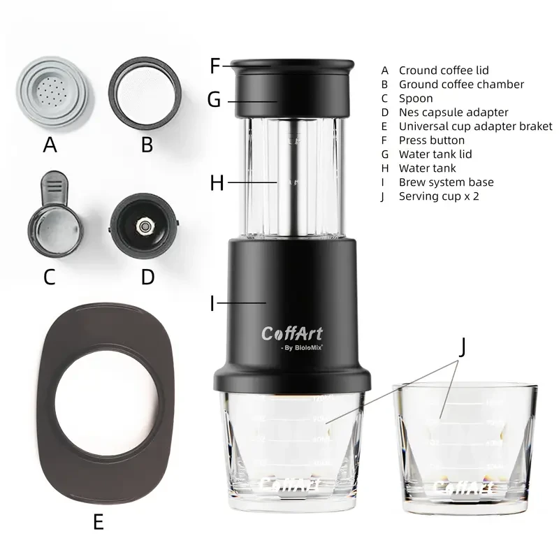BIOLOMIX Portable Espresso Maker 2-in-1 for Coffee & Tea