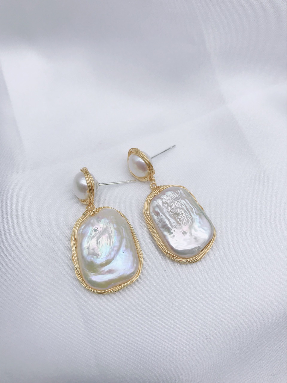 Spring And Summer Baroque Pearl Earrings Geometric