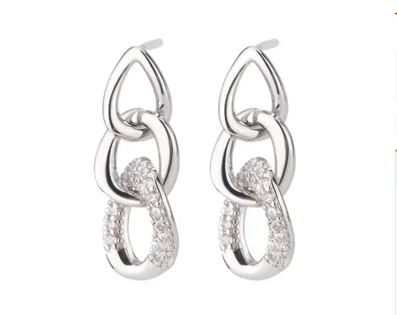 Trendy Special-interest Design Diamond-embedded Three-chain Temperament Auricular Needle