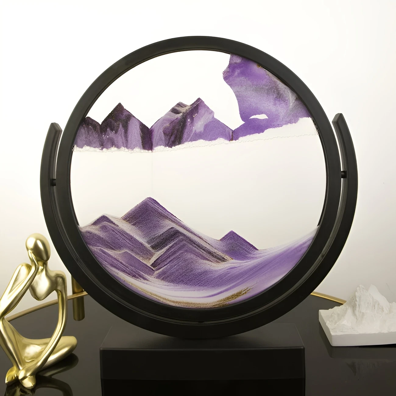 Dynamic 3D Sand Art Centerpiece Glass & Plastic, Ideal for Home & Office Decor, Perfect for Fathers Day, Mothers Day, Weddings, and Holidays