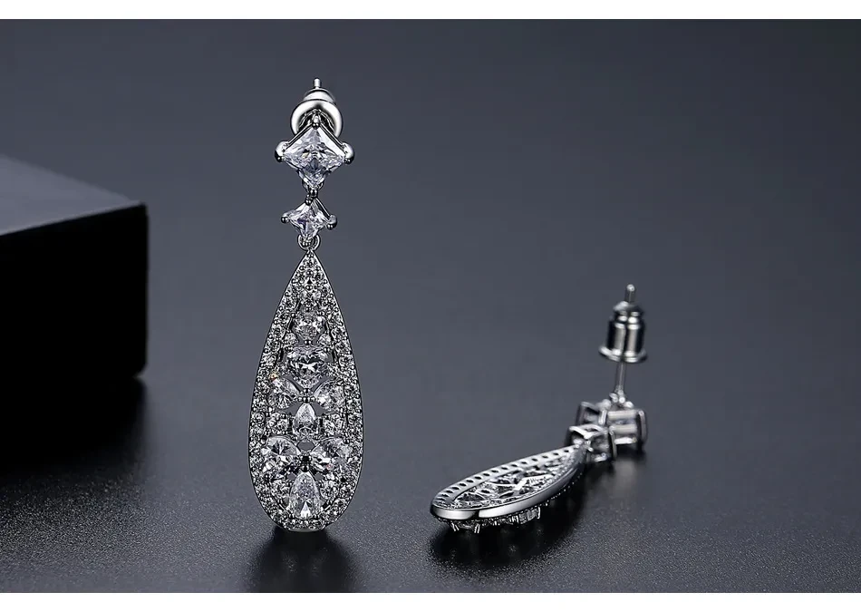 Long Earrings Flash Copper Inlaid Zircon Ear European And American Ornament
