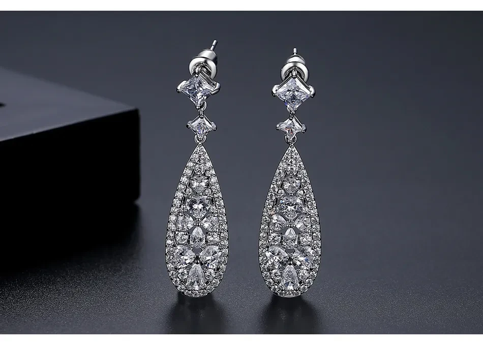 Long Earrings Flash Copper Inlaid Zircon Ear European And American Ornament