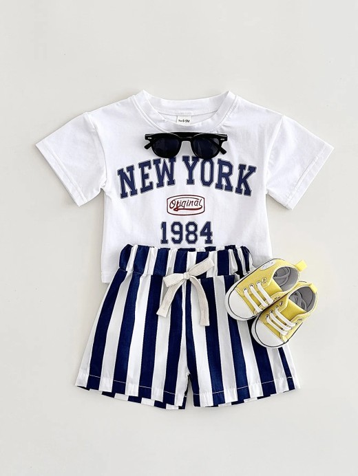 Children's Summer T-shirt Suit Letter Printing