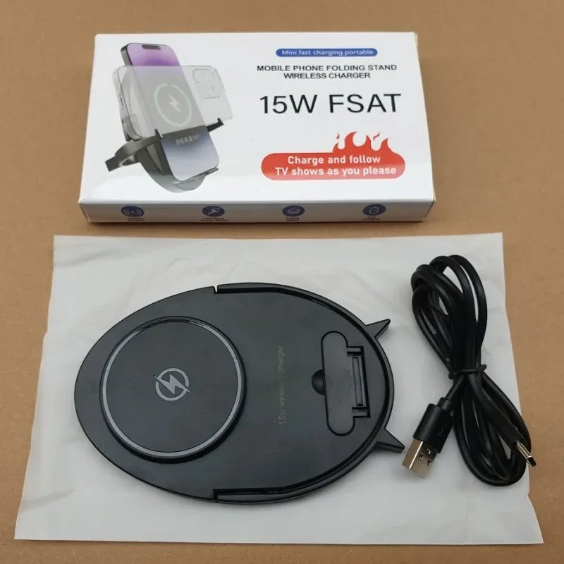 Folding 15W Fast Charging Mobile Phone Holder Wireless Charger