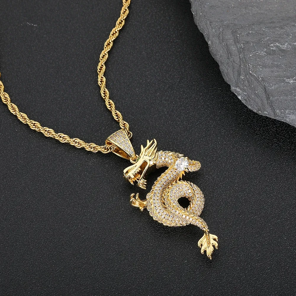 Men's Zodiac Dragon Pendant Sweater Chain