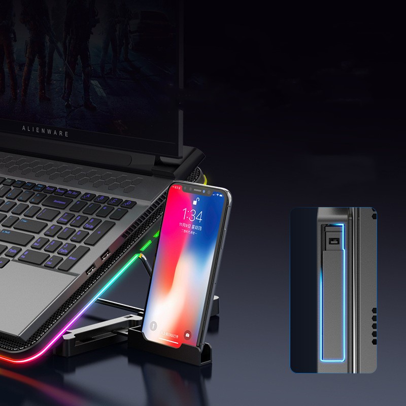 Cross-Border New Product Notebook Cooler Office Desk Adjustable Rgb Notebook Cooler
