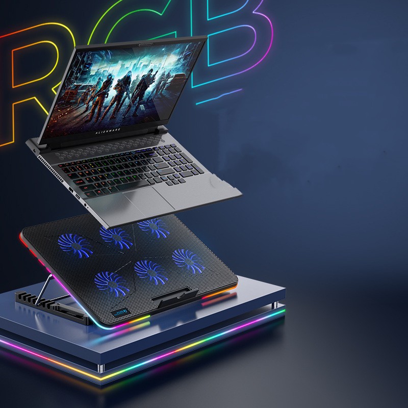 Cross-Border New Product Notebook Cooler Office Desk Adjustable Rgb Notebook Cooler