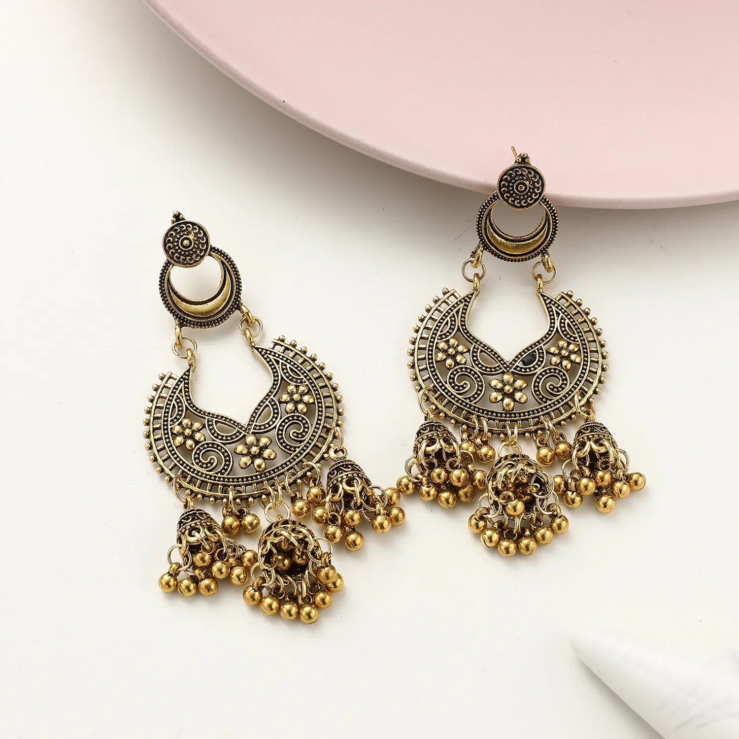 Exaggerated Birdcage Bell Pendant Personality Earrings