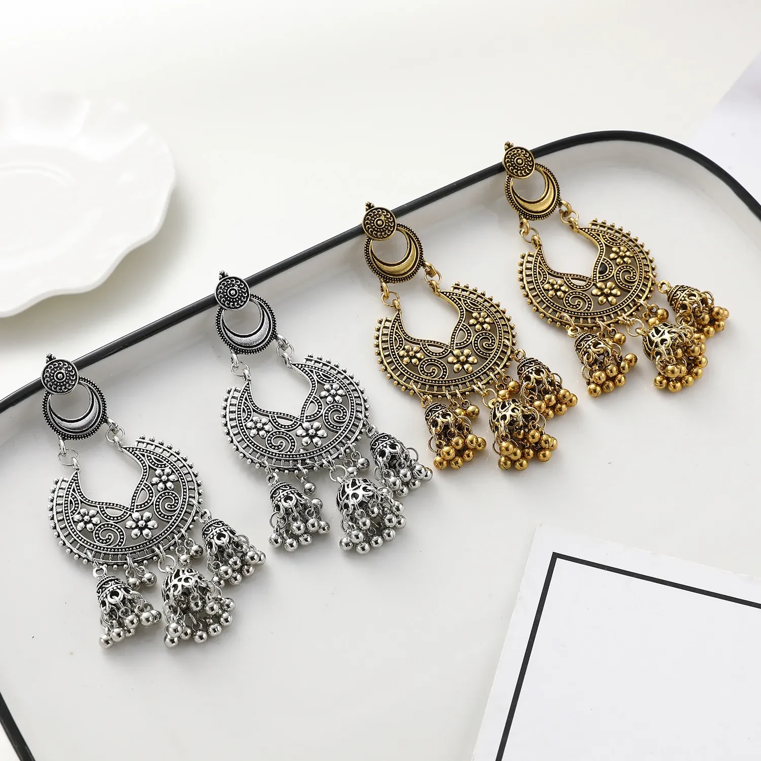Exaggerated Birdcage Bell Pendant Personality Earrings