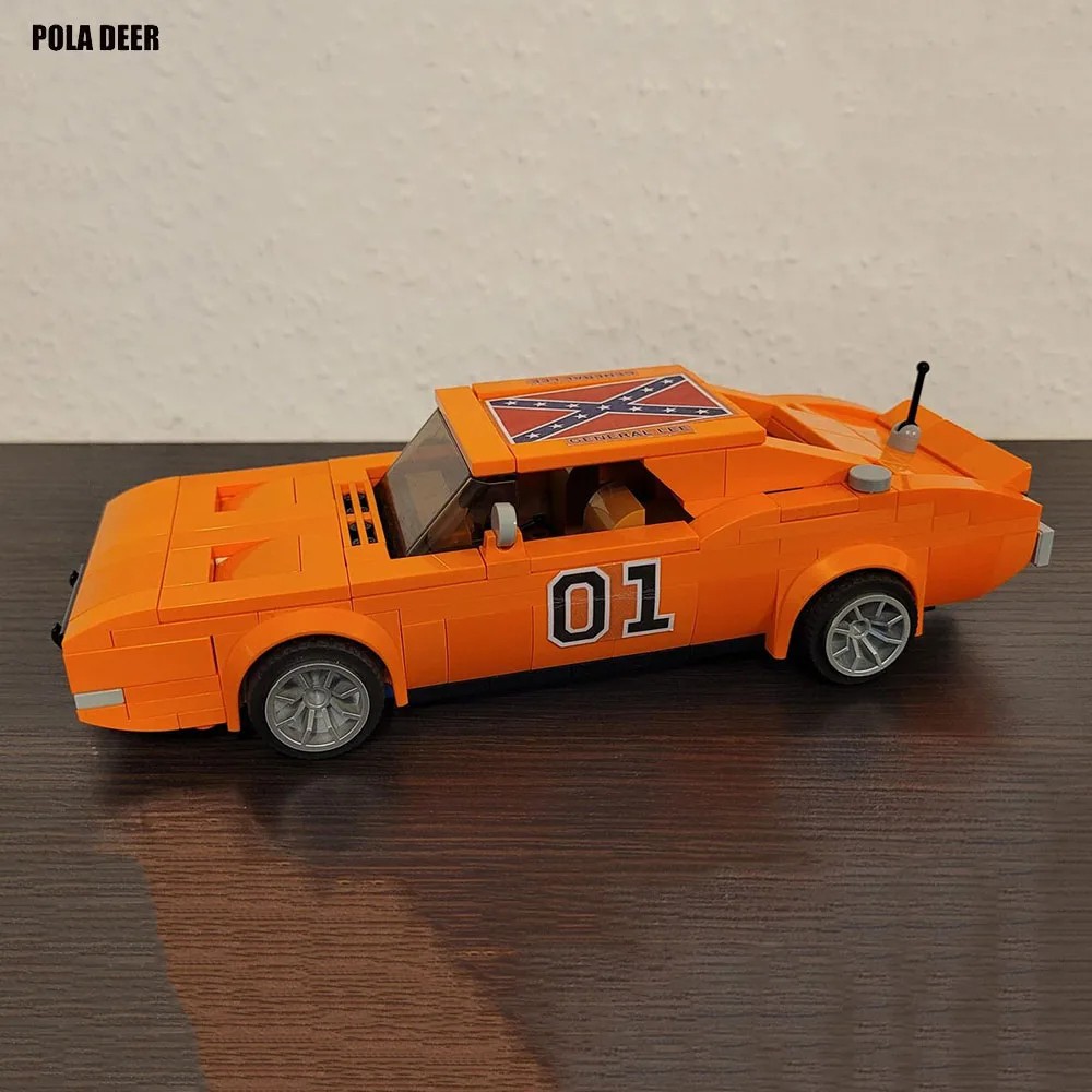 Poladeer 330pcs MOC General Lee Dodge Charger Retro Assembled Toy Bus
