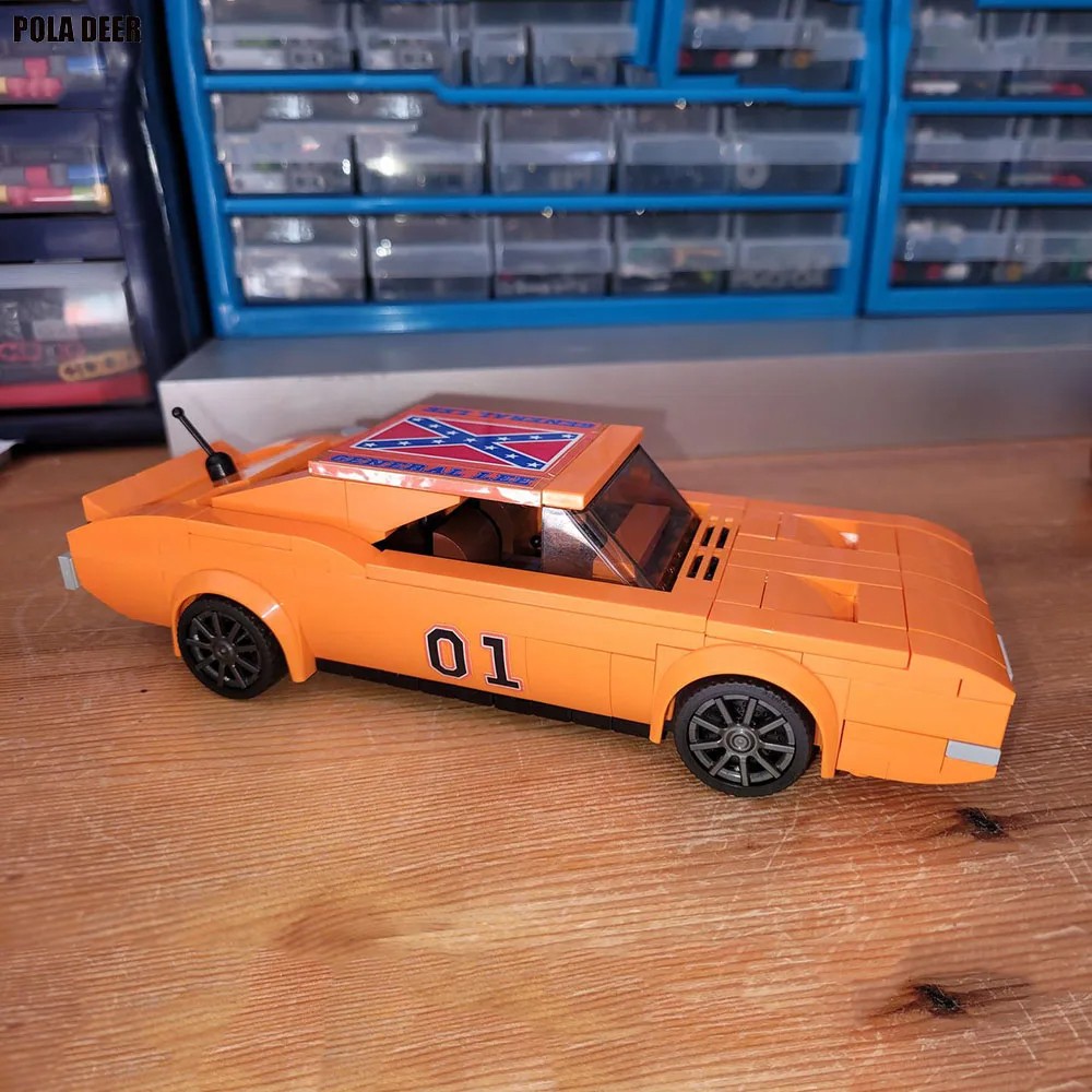 Poladeer 330pcs MOC General Lee Dodge Charger Retro Assembled Toy Bus