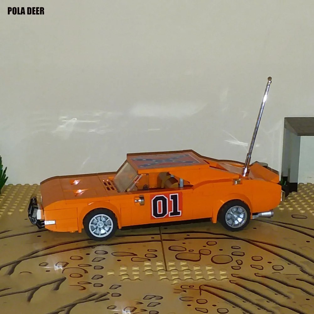 Poladeer 330pcs MOC General Lee Dodge Charger Retro Assembled Toy Bus