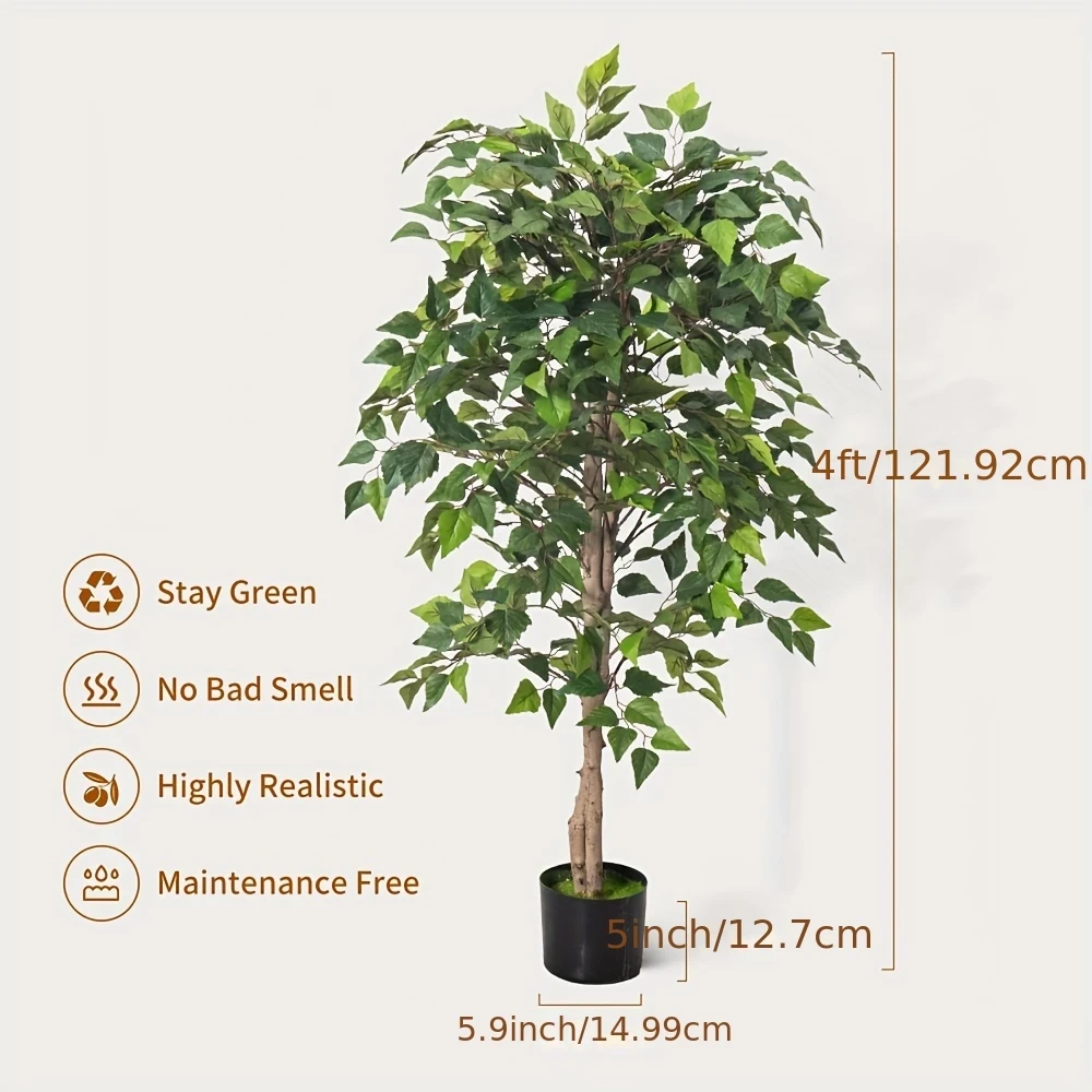 Realistic Artificial Birch Tree - Lifelike Green Leaves, Perfect for Home & Hotel Decor, Ideal Housewarming Gift