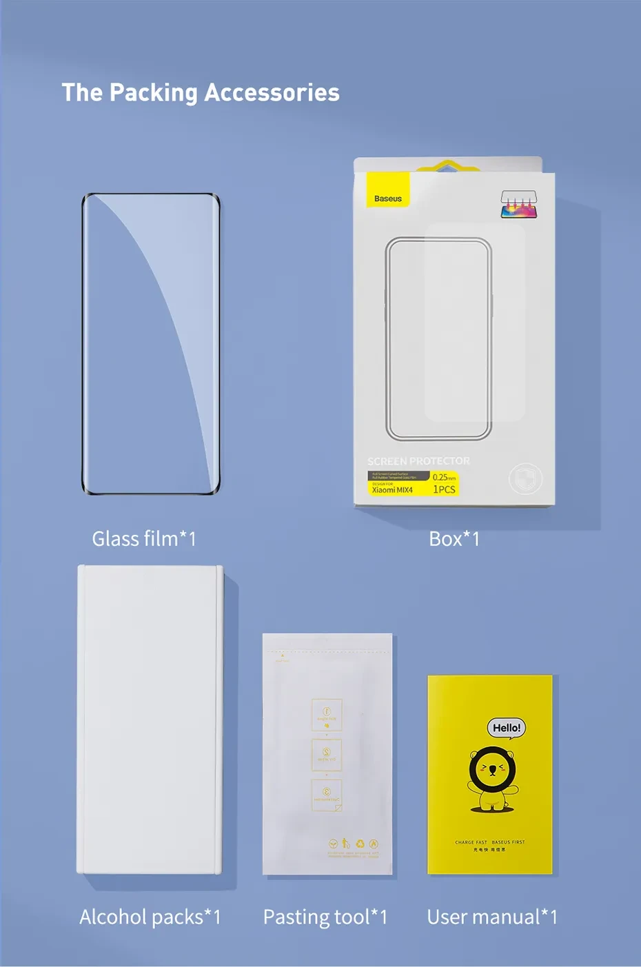 Full Screen Curved Full Adhesive Tempered Film For MIX4 Single Pack Black